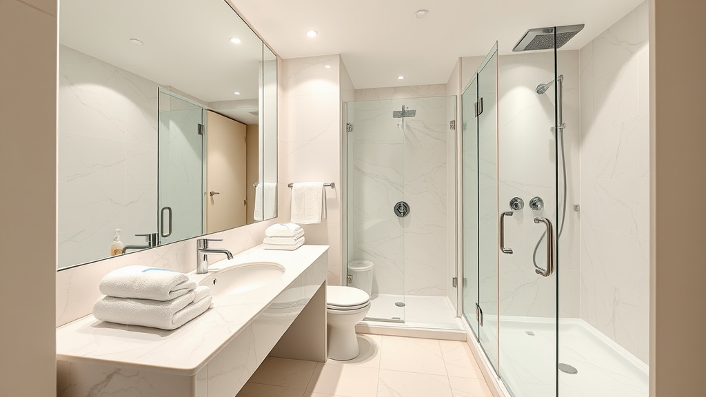 חדר רחצה נקי ומאובזר במלון הברון